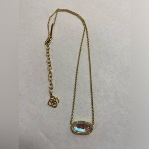 Kendra Scott Gold Necklace with Iridescent Pendant Stone Chipped Preowned